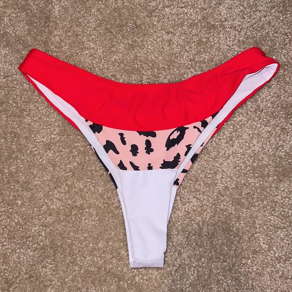 *Never worn* Shein bikini red pink leopard print color block - Picture 4 of 6